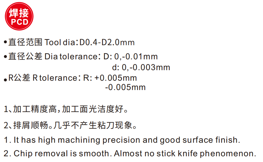 HCRE-PCD Corner R endmill for tungsten carbide