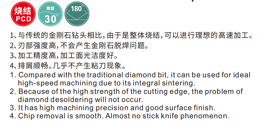 SCD Sintered diamond drill (endmill shank)