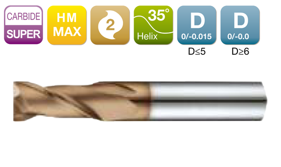 HM-MAX Flat End Mill 2-Flute 35°