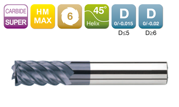 HM-MAXFlat End Mill 6-Flute 45°