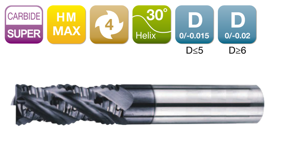 HM-MAX Roughing Flat End Mill 4-Flute 30°