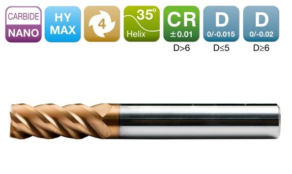 HY-MAX Radius End Mil 4-Flute 35°