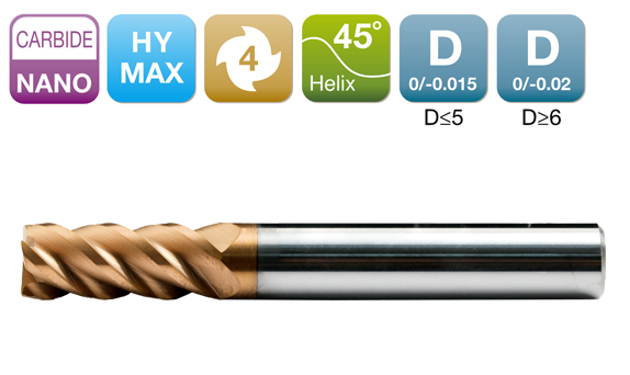 HM-MAX Flat End Mill 4-Flute 45°