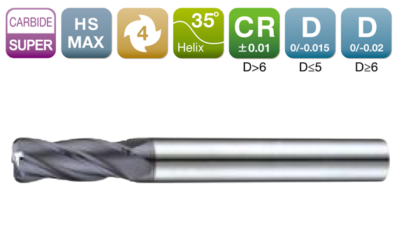 HS-MAX Radius End Mil 4-Flute 35°