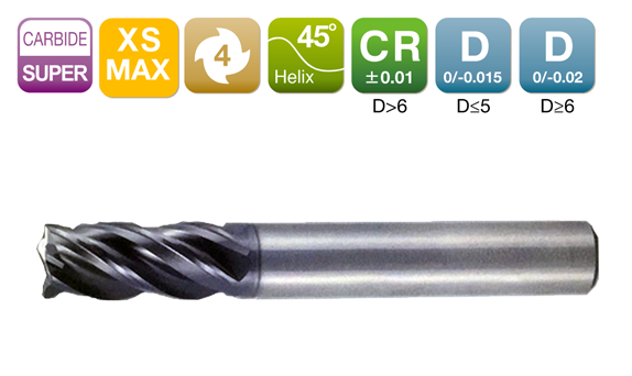 XS-MAXFlat End Milt4-Flute 45°