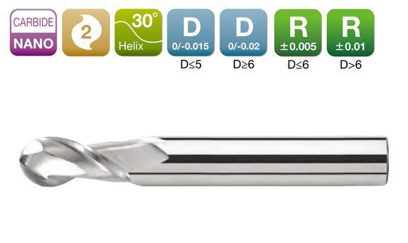 ALU-MAX Ball End Mil 2-Flute 30°