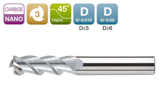 ALU-MAX Flat End Mi3-Flute 45°