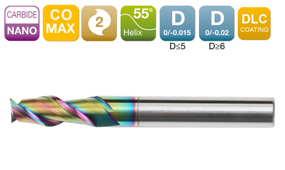 CO-MAX Flat End Mill 2-Flute 55°