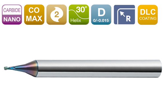 CO-MAX Micro Radius End Mill 2-Flute 30°