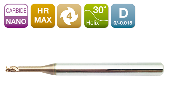 HR-MAX Long Neck Micro Flat End Mill 4-Flute 30°