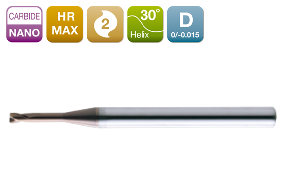 HR-MAX Long Neck Micro Flat End Mill 2-Flute 30°