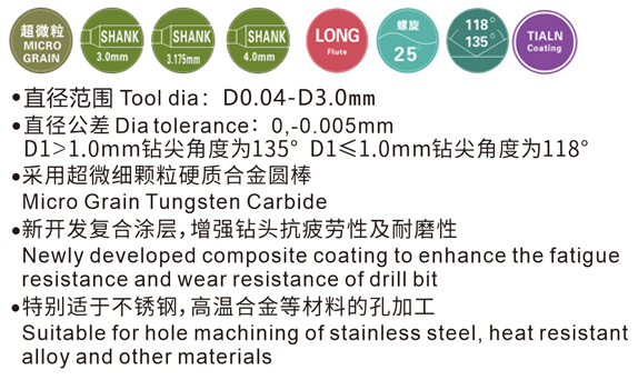 CHDL- MULTI-FUNCTION LONG FLUTE MICRO DRILLS