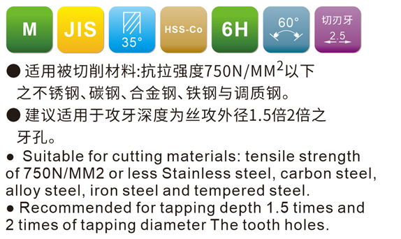 JIS Metric Spiral Pointed Taps (Gun-nose Taps), for Stainless Steel