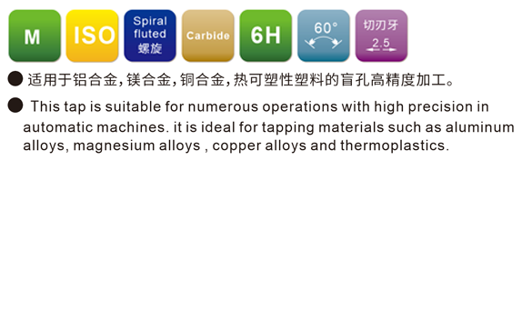 JIS Metric Carbide Spiral Fluted Taps